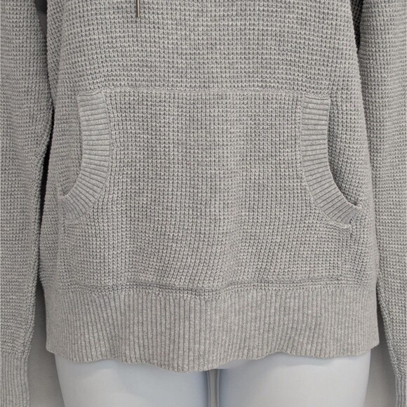 Eddie Bauer Top Medium Gray Thermal Hoodie Waffle Knit Pullover Long Sleeve - Picture 4 of 8